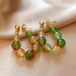 Boucles d'oreilles cerceaux Chacons Style Women's Earting 2024 Fashion Natural Stone Colored Beads Personnalité Accessoires Fairycore