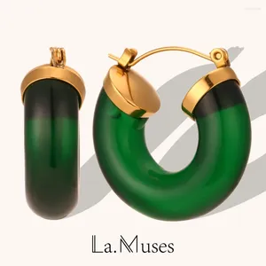 Boucles d'oreilles créoles classiques clair vert rose blanc bleu acrylique forme de tube rond tendance femmes 2024 mode vacances plage bijoux cadeaux