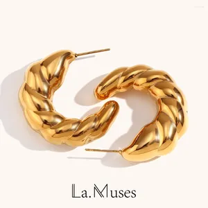 Boucles d'oreilles cerceaux classiques minimalistes Croissant Croissant Forme en acier inoxydable pour la femme 2024 Bijoux à la mode vintage