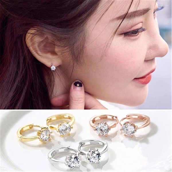 Boucles d'oreilles créoles classiques à Six griffes en acier inoxydable brillant, petit Piercing de Cartilage, petite boucle d'oreille Huggie, accessoires de bijoux fins