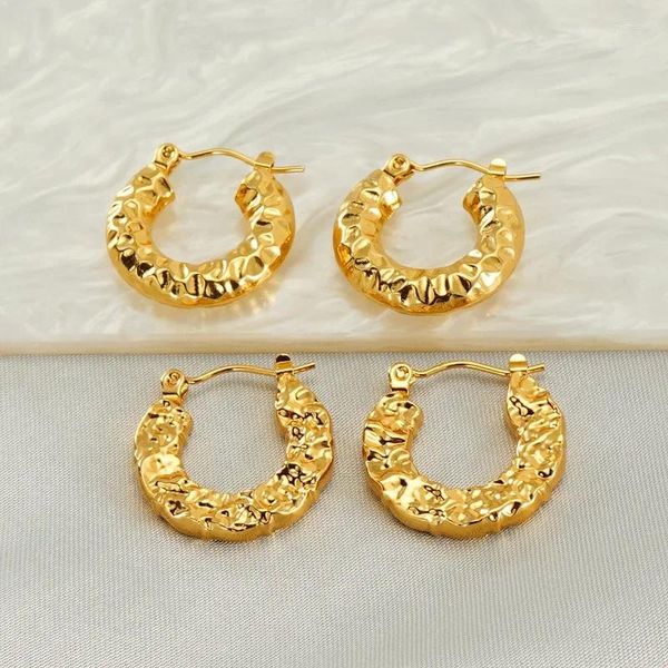Boucles d'oreilles cerceaux Boucle d'oreille en acier inoxydable classique pour les femmes Couleur d'or à la mode petit grand cercle Punk Hip Hop Bijoux Accessoires