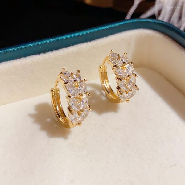 Pendientes de aro Cogonia 2023 14K chapado en oro Espiga de trigo para mujer Circón brillante 925 Aguja de plata Diseñador Pendiente Joyería de fiesta