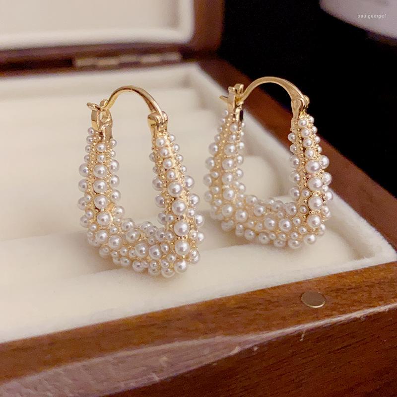 Pendientes de aro Cogonia perlas geométricas para mujer alta calidad cobre chapado en oro pendiente de diseñador joyería Original al por mayor