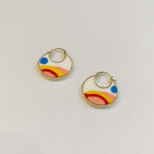 Boucles d'oreilles créoles émail coloré pour femmes mignon géométrie boucle d'oreille adolescentes Y2k bijoux articles en gros fournisseur de livraison directe