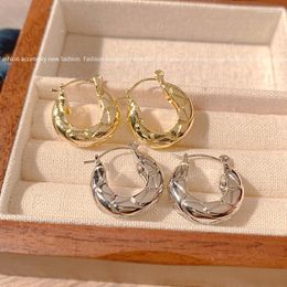 Boucles d'oreilles créoles colorées L, déclaration coréenne, couleur or argent, métal géométrique pour femmes, fête de mariage, bijoux à la mode, cadeau