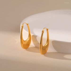 Boucles d'Oreilles Créoles Cuivre Plaqué Or 18K Europe Et États-Unis Texture Métallique Irrégulière Géométrique Senior Sens De La Personnalité Féminine