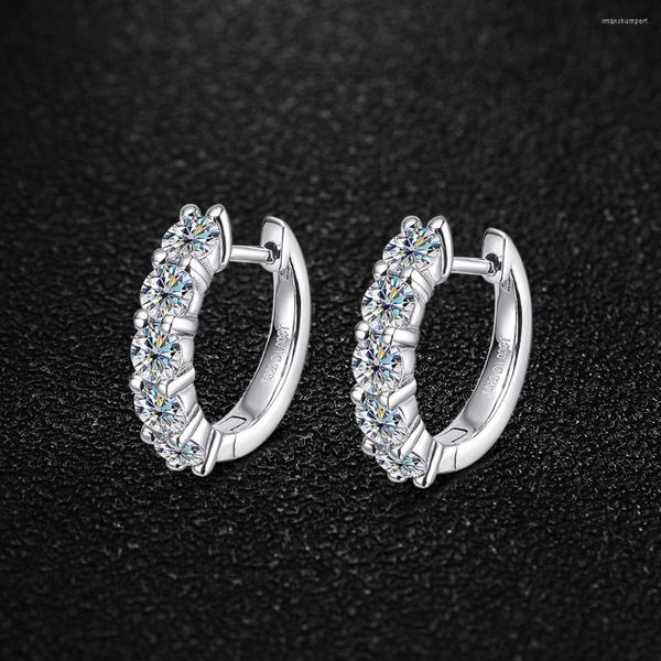 Boucles d'oreilles créoles COSYA réel 2ct Moissanite pour femmes S925 en argent Sterling mode luxe fête bijoux fins cadeaux