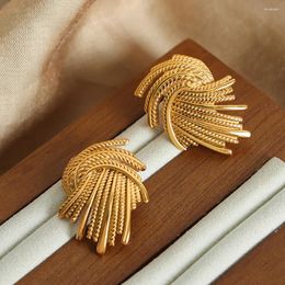 Pendientes de aro creative metal trenzada para mujeres doradas chapadas en grandes tachuelas geométricas tachuelas vintage joyas de moda para niña regalo de fiesta