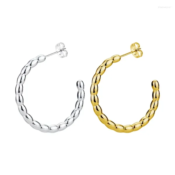 Pendientes de aro creativos trenzados en forma de C de acero inoxidable chapado en oro de 18 quilates joyería estilo elegante Vintage para mujeres pendientes de fiesta diarios