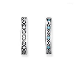 Boucles d'oreilles créoles Boucles d'oreilles créoles pour femmes Ethnic Blue White CZ 925 Sterling Silver Round Circle Ear Jewelry Accessoires Vente en gros Super Deal