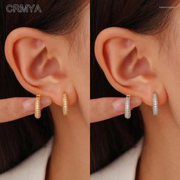 Boucles d'oreilles cerceaux crmya boucle d'oreille classique pour femmes couleur dorée incrustation zirconie perçage accessoires de bijoux de mode Huggie