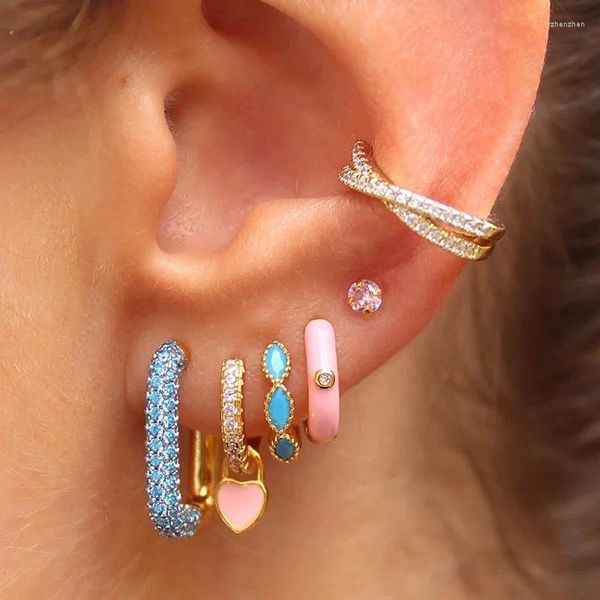 CRMYA – boucles d'oreilles à Clip couleur or pour femmes, Piercing en émail CZ Zircon, ensemble de bijoux pour femmes, vente en gros, 2024