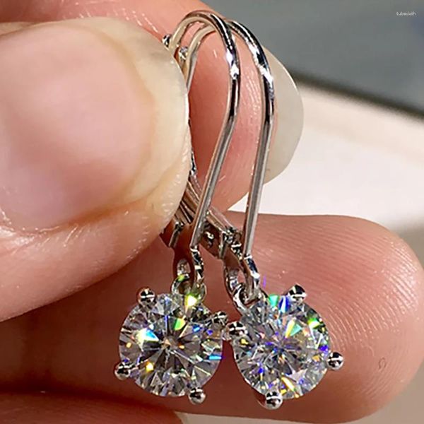 Boucles d'oreilles créoles personnalisées en or blanc 18 carats Au750 pour femmes, clip rond en diamants Moissanite, fête de mariage, fiançailles, anniversaire, tendance