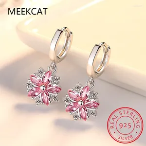 Boucles d'oreilles créoles en argent 925, mignonnes étoiles, cinq roses, fleurs CZ, petites Huggies pour femmes, enfants, filles, bébés, bijoux antiallergiques