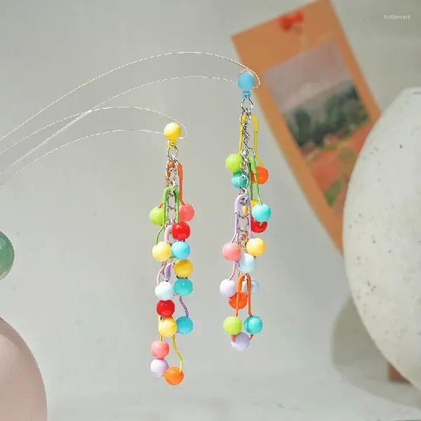 Boucles d'oreilles créoles en forme de haricots colorés, polyvalentes, douces, Premium, cadeau d'amitié pour fille, accessoire de bijoux