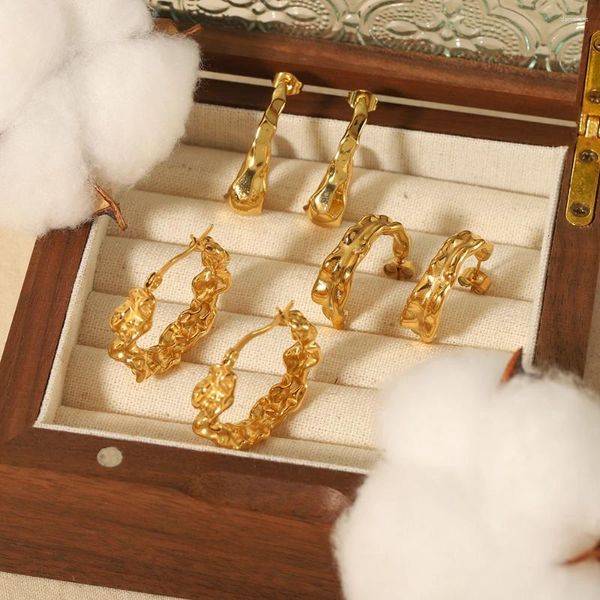 Boucles d'oreilles cerceaux Collier de charmes en perles naturels complices 18k chaîne de liaison en acier inoxydable plaqué petit pour femmes bijoux