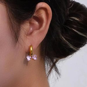 Hoepel oorbellen sierlijke roze vergulde Stud Dangle voor vrouwen Cubic Zirconia Boheemse oorbellen sieraden geschenken