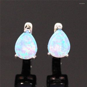 Boucles d'oreilles créoles goutte d'eau délicate cristal mariage mode femme opale pierre petit classique couleur argent pour les femmes