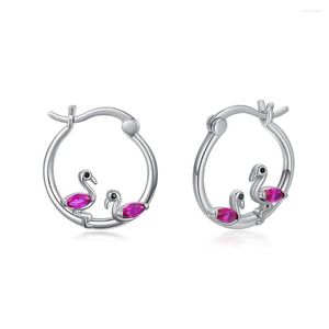 Boucles d'oreilles créoles Dckazz classique Animal luxueux flamant rose cristal bijoux porte-bonheur pour fille femme cadeau de noël