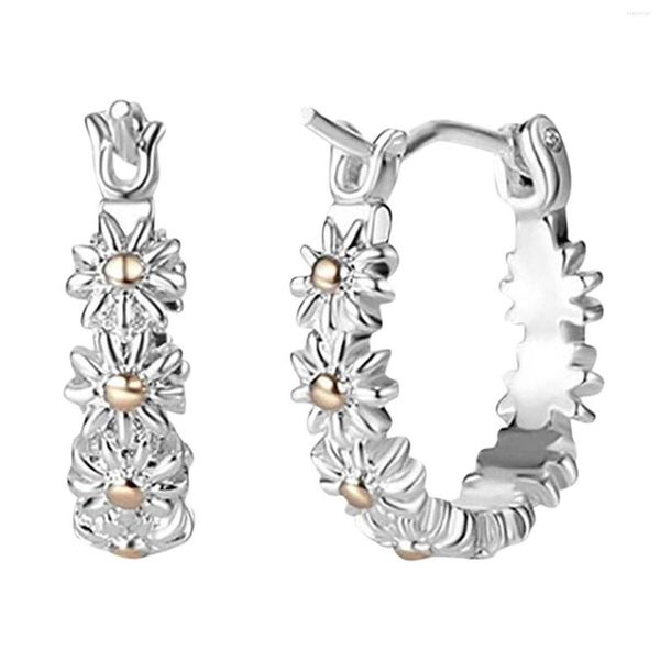 Boucles d'oreilles créoles en forme de marguerite, rondes et délicates, accessoires polyvalents pour femmes, cadeau romantique, bijoux de déclaration de mariage