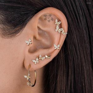 Boucles d'oreilles créoles en Zircon pour femmes, bijoux délicats, minuscules, papillon, à la mode, Piercing corporel, cadeau, ornement de Style Egirl