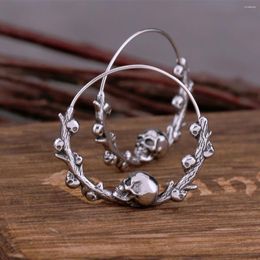 Pendientes de aro Diseño Calavera vikinga Moda creativa Hombres y mujeres de acero inoxidable con los mismos accesorios de joyería