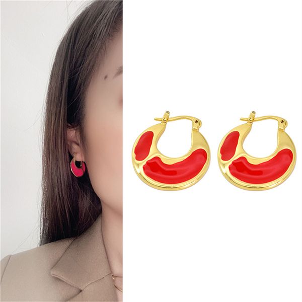 Boucles d'oreilles de cerceau Designer For Women Charms Stud Gold plaqué élégant cercle rond