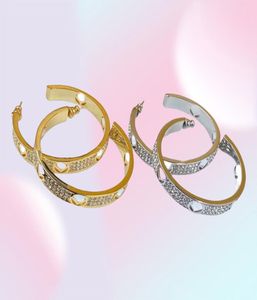 Hoop oorbellen Designer Sieraden Silver Earring For Women Fashion Diamond Letters Gold Earring F Stud Hoops met doos 6948191