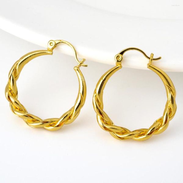 Boucles d'oreilles créoles Diana bébé bijoux mode ronde torsion pour femmes Huggie cuivre cercle géométrique accessoires rétro fête bijoux