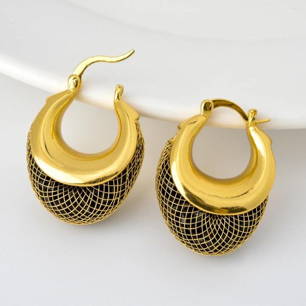 Boucles d'oreilles créoles Diana bébé bijoux mode noir Zircon pour femmes maille ovale cuivre balancent oreille bijoux fête de mariage cadeau élégant