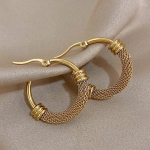 Hoepel oorbellen DODOHAO dikke roestvrijstalen ronde cirkel voor vrouwen dikke geometrische Huggie Rock punk gouden kleur sieraden