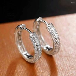 Boucles d'oreilles créoles DRlove couleur argent CZ pour femmes, Style intemporel, accessoires d'oreille simples, cadeau minimaliste pour adolescents, bijoux classiques