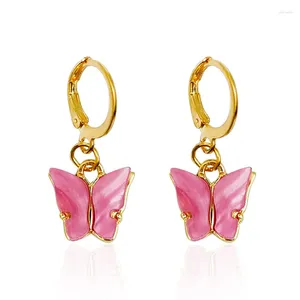Hoop Oorbellen Drop 18K Gouden Plaat Metaal Natuurlijke Schelp Vlinder Roestvrij Staal Oor Huggie Dangle Earring Accessoires Bijoux