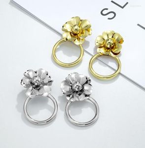 Hoop oorbellen Drop Fashion 24k Gold Ploated Earring Designs Floral Stud kleine ovale sieraden accessoires2816564