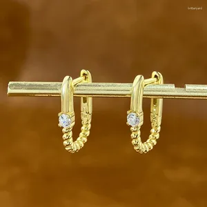 Boucles d'oreilles cerceaux dwj réel 925 Couleur en or sterling gold mini-zircon torsion ovale pour femmes tendance de haute qualité bijoux