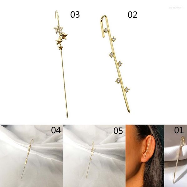 Boucles d'oreilles créoles pour femmes, crochet à chenille, oreillette diagonale, en cuivre incrusté de Zircon, Piercing