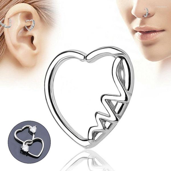 Boucles d'oreilles cerceaux Piercing Tragus Zircon Cartilage 2x Cœur Nez Boucle d'oreille