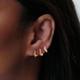 Hoop oorbellen oorbel set zesdelige goud vergulde kleurrijke email cz mini voor vrouwen mooie zomerse mode sieraden accessoires
