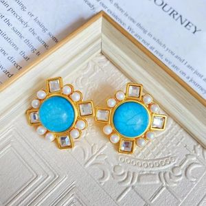 Hoepel oorbellen Edward tijdperk Vintage Europees Hof blauw turkoois robijn granaat saffier groene jade parel oor Stud ontwerper kopie oorbel sieraden