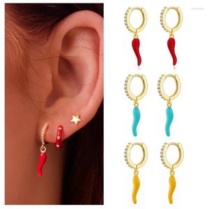 Boucles d'oreilles créoles émail coloré Chili pièce pendentif goutte Piercing Pendientes Punk fête bijoux moderne femmes 2023