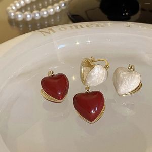 Boucles d'oreilles cerceau émail rouge blanc couleur amour coeur pour femmes filles à la mode mariage déclaration boucle d'oreille fête bijoux cadeau 2023
