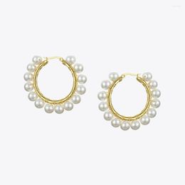 Boucles d'oreilles créoles ENFASHION perle pour femmes couleur or déclaration grand cercle boucles d'oreilles bijoux de mode Aros De Moda 2023 E191099