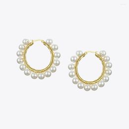 Hoop oorbellen Enfashion Pearl For Women Gold Color Statement Big Circle Hoops Ooringen mode sieraden aros de Moda 2023 E191099