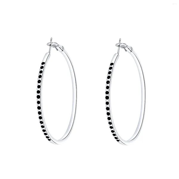 Pendientes de aro ER-00303 en joyería de moda, círculo grande negro plateado para mujer, gota de regalo de Navidad 2024