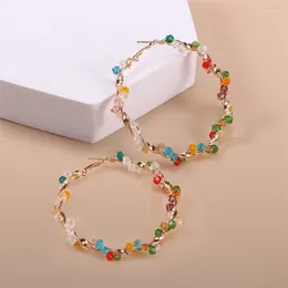 Boucles d'oreilles cerceaux européens et américains minimalistes à la main cristal multicolore pour les bijoux de cadeaux pour femmes en gros