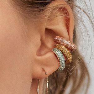 Hoop oorbellen Europese en Amerikaanse persoonlijkheid Ear Clip C-vormige punt Diamantlegering Buds Fashion Earring Sieraden