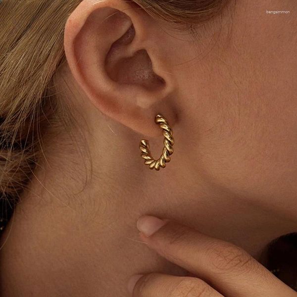 Boucles d'oreilles cerceaux Twist en spirale vintage européen pour femmes Pendientes de bijoux en métal rond de 25 mm de cuivre de 25 mm