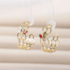 Boucles d'oreilles créoles EVACANDIS Bee Designs, zircone cubique incrustée d'or pour femmes, cerceaux ajourés élégants, bijoux de qualité supérieure