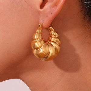 Boucles d'oreilles créoles surdimensionnées de 40mm, en acier inoxydable PVD, Croissant Huggie, Tube rond étanche, plaqué or 18 carats, bijoux d'oreille