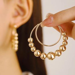 Boucles d'oreilles créoles Double couche exagérées pour femmes, grand cercle de perles CCB, Vintage, couleur or, géométrique, bijoux de fête, cadeau